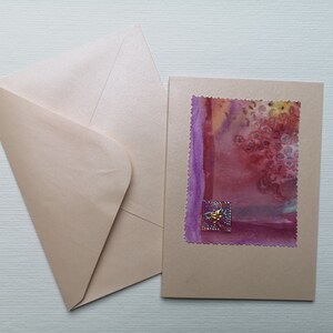 Carte A6 aquarelle originale pièce unique avec embellissement
