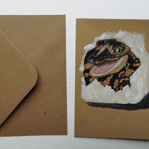 Carte A6 gouache originale pièce unique bébé alligator