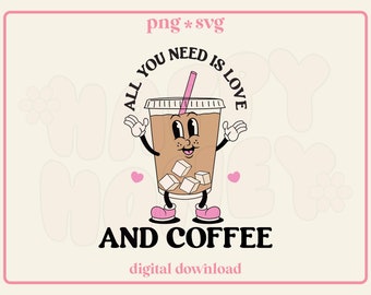 Iced Coffee Girly PNG SVG: Trendy T-Shirt Design (Digital Download)