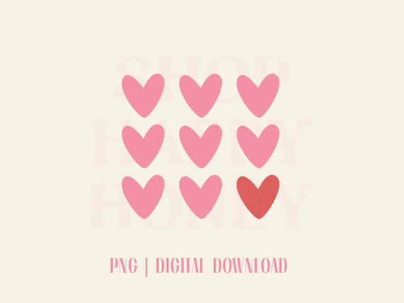 Retro Hearts Png, Valentine Heart Png Sublimation | Tshirts, Tote Bags, and More