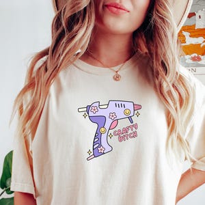 Crafty Bitch PNG, Hot Glue Gun, Grandma Hobbies, Sticker and TShirt Design (Digital Download) image 4