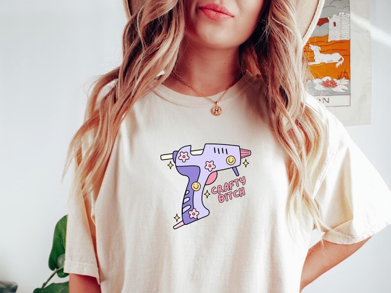 Crafty Bitch PNG, Hot Glue Gun, Grandma Hobbies, Sticker and TShirt Design (Digital Download) image 4