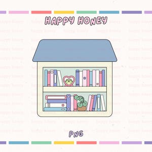 PNG de biblioteca de bolsillo, comparte un libro, diseño de pegatina para estantería de libros con estilo femenino (descarga digital)