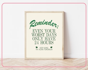 Self Care Printable Wall Art Poster, Aesthetic Retro Print, Trendy Positive Thoughts Print