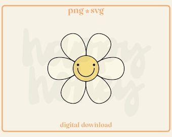 Smiley Flower PNG SVG Design (Digital Download)