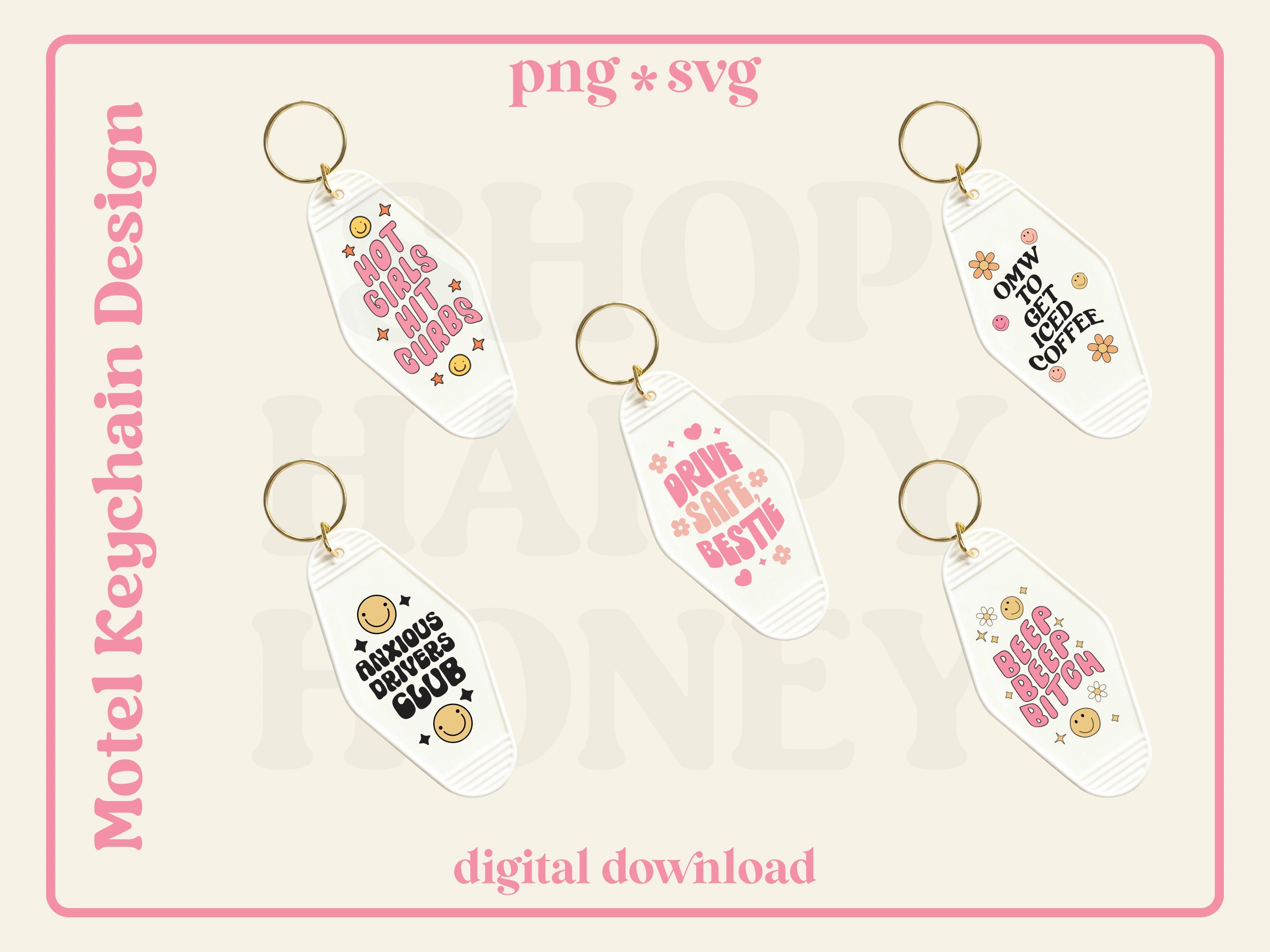 Trendy Motel Keychain SVG Bundle: Sublimation PNG Designs (commercial ...