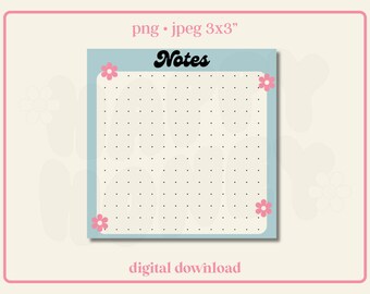 Notepad printable PNG - Floral Stationary Template (Digital Download)