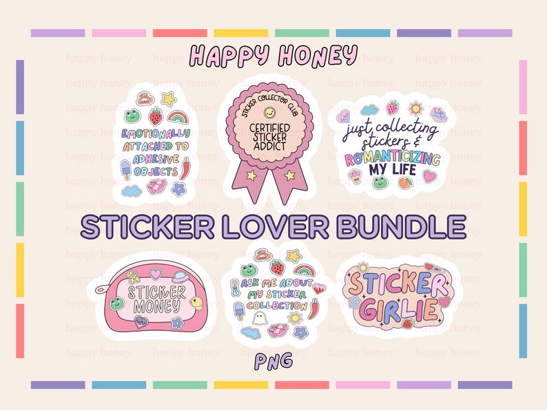 Support Sticker Drawing Emotional Support Stickers PNG Bundle, Funny Preppy Sticker Lover ...