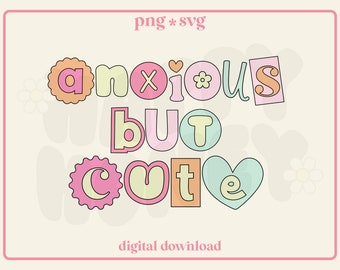 面白い不安PNGステッカーデザイン、メンタルヘルスPNG（デジタルダウンロード、商用利用可）