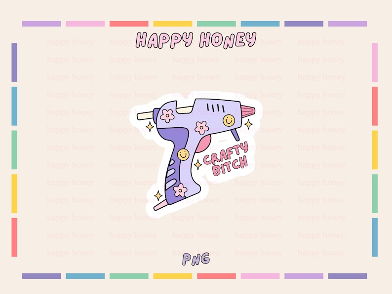 Crafty Bitch PNG, Hot Glue Gun, Grandma Hobbies, Sticker and TShirt Design (Digital Download) image 2