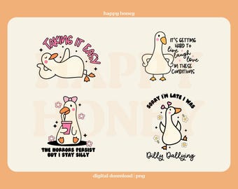 Silly Goose PNG Bundle: Trendy Clipart Designs (Commercial Use)