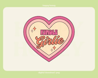 Kindle Girlie PNG, Bookish png, Trendy Tshirt and Sticker Design, Commercial Use