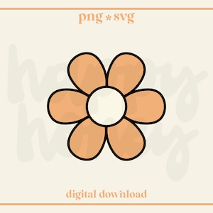 Trendy Flower Clipart, Flower Design svg, png, Retro Daisy png | Commercial Use Clipart File