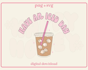 Imágenes prediseñadas de café helado con estilo femenino: PNG, SVG, diseño de pegatinas (descarga digital)