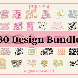 Trendy esthetische SVG PNG Big Shop-bundel, schattig, geestelijke gezondheid, retro, sublimatiepng, digitale bestanden voor commercieel en persoonlijk gebruik