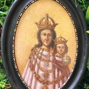 Virgin and child - RELIGIOUS oil PAINTING on canvas - Mid 18th century ITALIAN. Old master painting. Medieval castle aesthetic. Classic art
