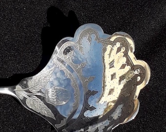 Authentic solid SILVER serving SPOON. French 19th century silverware. Dinning with history. Antique European Silver. Classic luxury home