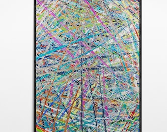 One-of-a-Kind Abstract Canvas Pollock-Inspired - Original Handcrafted Modern Art, Exclusive Fine Art, Custom Wall Decor Piece, Free Shipping