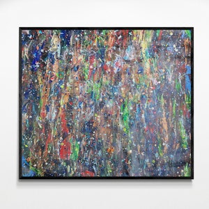 One-of-a-Kind Jackson Pollock Style Abstract Canvas | Handcrafted Unique Painting | Color & Metallic Tones | Modern Wall Art | Free Shipping