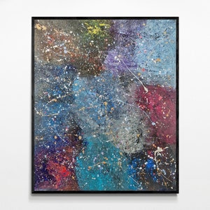 Abstract Expressionism Multicolor Abstract Canvas | Handcrafted Splatter Painting | Unique Modern Art | Contemporary Home Decor | Ships Free