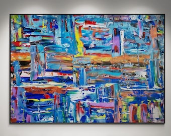 One-of-a-Kind Abstract Painting with Random Multicolored Layers & Palette Knife Strokes | Hand-Painted Canvas Art | Free Shipping