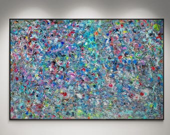 One-of-a-Kind Abstract Painting with Multicolored Spherical Strokes | Hand-Painted Canvas Art | Unique Artist-Signed Piece | Free Shipping