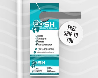 Cleaning Service Door Hanger | Flyer House Cleaning | business cards