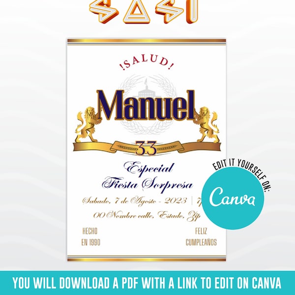 Modelo beer birthday invite | Invitation | Personalized | Digital File | Edit it yourself on canva