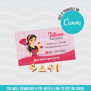 Cartão de visita para serviços de limpeza | Limpeza residencial | Rosa | Vermelho | Arquivo digital | Edite você mesmo no canva