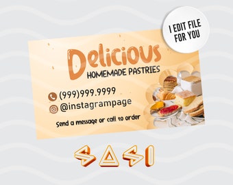 Cartão de Visita Personalizado para Padaria: Design de Doces Caseiros (Arquivo Digital)