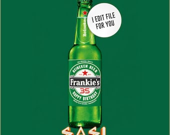 Gepersonaliseerde verjaardagssjabloon bieretiket • Bewerkbare flessticker • Feestje • Digitaal bestand
