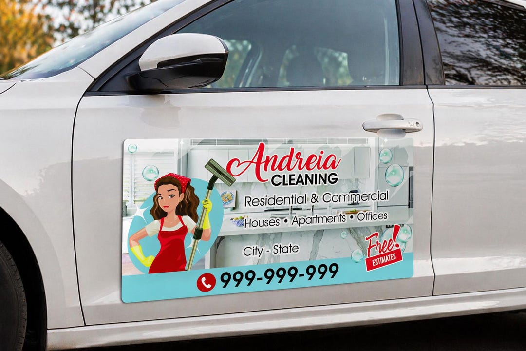 Custom Cleaning Service Magnetic Signs, Residential Commercial ...