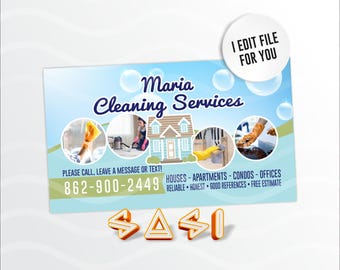 Carte de visite de services de nettoyage pour femmes de ménage | bleu | avec des photos