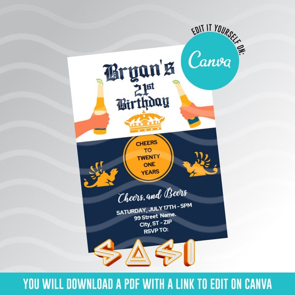 Corona birthday invite | beer | invitation | Personalized | Digital File | Edit it yourself on CANVA