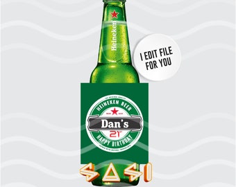 Heineken Birthday Personalized Beer Label • Digital file only • TYPE INFO!