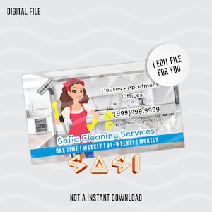 Tarjeta de presentación de servicios de limpieza / Limpieza de casas / Lista para imprimir / SOLO archivo digital