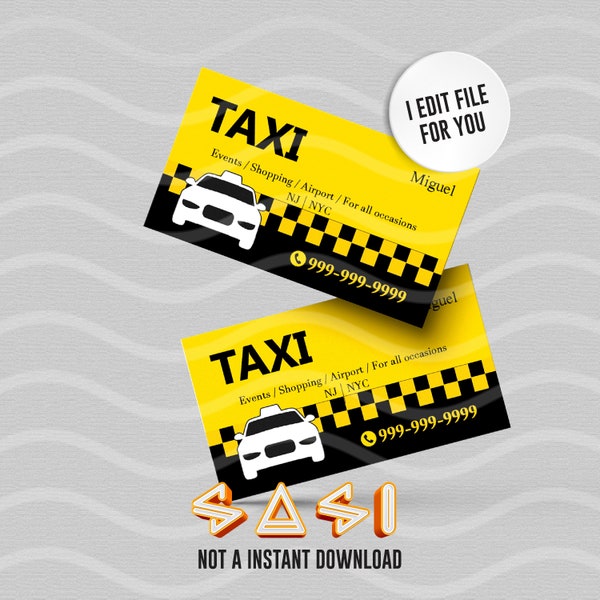 Taxi Services Business card | driver | Cab | yellow and black | car service | I EDIT FILE for YOU | Digital File