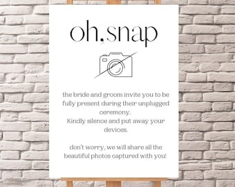 Modern Unplugged Ceremony Wedding Sign, digital download 18x24