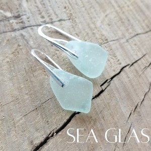 Genuine Cornish Port Isaac Sea Glass Earrings Jewellery Seaglass Aqua Seafoam Blue Green 925 Sterling Silver Gold *FREE POSTAGE* Cornwall
