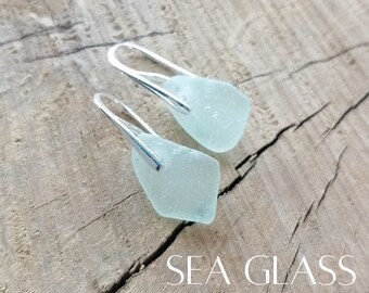 Genuine Cornish Port Isaac Sea Glass Earrings Jewellery Seaglass Aqua Seafoam Blue Green 925 Sterling Silver Gold *FREE POSTAGE* Cornwall