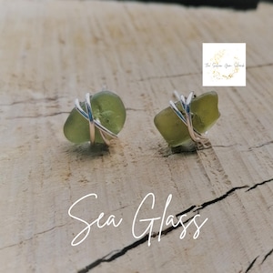 Pendientes de cristal marino auténtico de Port Isaac de Cornualles Joyas Seaglass Verde oliva Caqui Cierre de plata de ley 925 * ENVÍO GRATUITO Cornualles