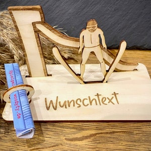 Geldscheinhalter Skispringen, Skifliegen, Ski, Skiurlaub, Winterurlaub, Urlaub, Geldgeschenk, Geburtstag, Geschenk,Wunschtext,Personalisiert Bild 1