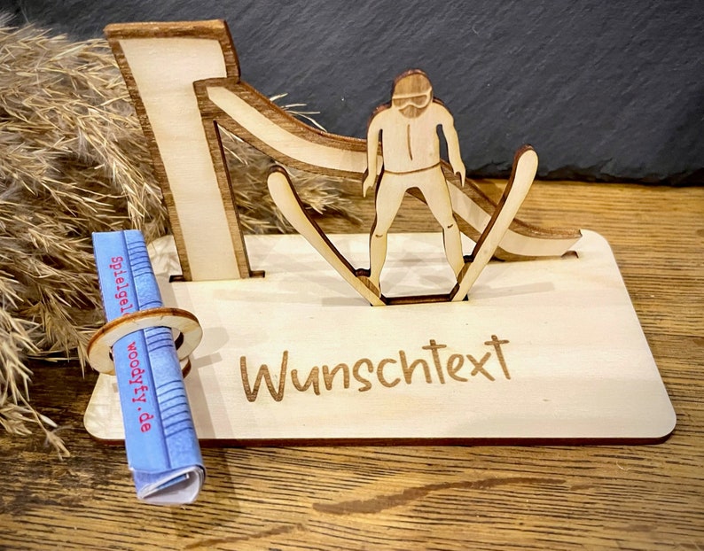 Geldscheinhalter Skispringen, Skifliegen, Ski, Skiurlaub, Winterurlaub, Urlaub, Geldgeschenk, Geburtstag, Geschenk,Wunschtext,Personalisiert Bild 1