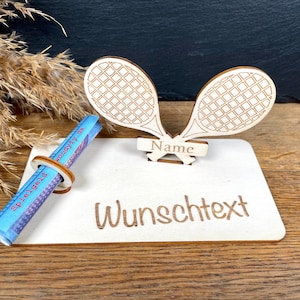 Geldscheinhalter Tennis, Tennisschläger, Geldgeschenk, Geburtstag, Tennisspieler, Geschenk, Wunschtext, Personalisierbar