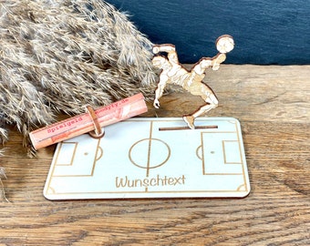 Geldscheinhalter Fußballspieler, Fußball, Geldgeschenk, Geburtstag, Wunschtext, Personalisierbar