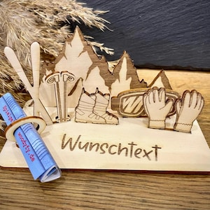 Geldscheinhalter Skiausrüstung  Ski  Skiurlaub  Berge  Winterurlaub  Geldgeschenk  Geburtstag  Geschenk  Wunschtext  Personalisiert
