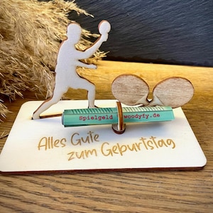 Geldscheinhalter Tischtennisspieler mit Tischtennisschläger  Tischtennis  Geldgeschenk  Geburtstag  Geschenk  Wunschtext  Personalisierbar