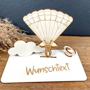 Geldscheinhalter Fallschirm, Gleitschirm, Paragleiter, Geldgeschenk, Geburtstag, Geschenk, Wunschtext, Personalisierbar immagine 2