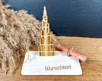 Geldscheinhalter Dubai,Burj Khalifa, Weltreise, Geldgeschenk, Geburtstag, Geschenk, Wunschtext, Personalisierbar