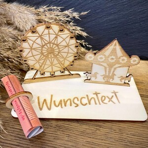 Geldscheinhalter Freizeitpark Erlebnispark Geldgeschenk Geschenk Wunschtext Personalisierbar Bild 1